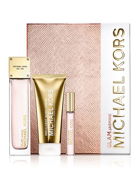 michael kors glam jasmine deluxe gift set|Michael Kors jasmine perfume set.